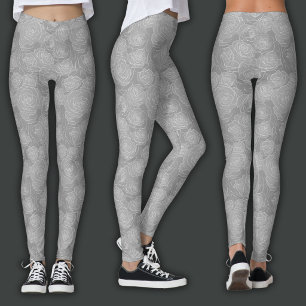 Blumenmuster   Stahlgraue Rose Leggings