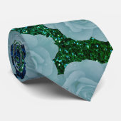Blumenmuster Staubblau Grün Glitter Geschenk Favor Krawatte (Gerollt)