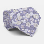 Blumenmuster Staubblaue Blumen Krawatte (Gerollt)