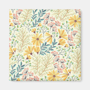 Blumenmuster - Stilvolle Abstrakte Tapete Magnet