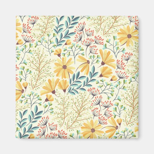 Blumenmuster - Stilvolle Abstrakte Tapete Magnet (Vorne)