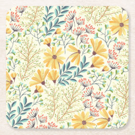 Blumenmuster - Stilvolle Abstrakte Tapete Rechteckiger Pappuntersetzer