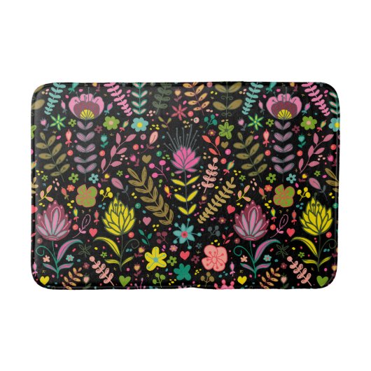 Blumenmuster - Stilvolle Blume-Tapete Badematte (Vorderseite)