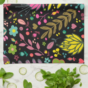 Blumenmuster - Stilvolle Blume-Tapete Geschirrtuch