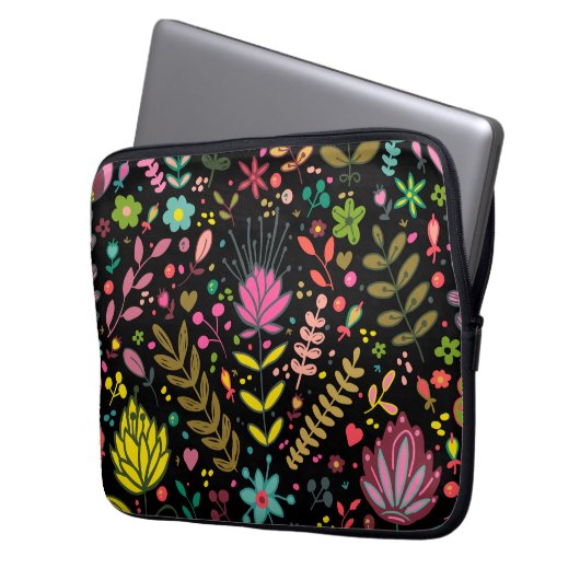 Blumenmuster - Stilvolle Blume-Tapete Laptopschutzhülle (Vorderseite Links)