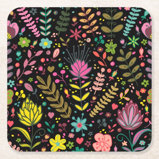 Blumenmuster - Stilvolle Blume-Tapete Rechteckiger Pappuntersetzer (Vorderseite)