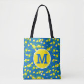 Blumenmuster-Tasche in Blau und Gelb Tasche (Vorderseite)