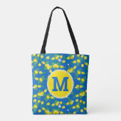 Blumenmuster-Tasche in Blau und Gelb Tasche (Rückseite)