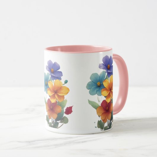 Blumenmuster Tasse (VorderseiteRechts)
