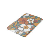 Blumenmuster Teal Sage Terrakotta Orange Badematte (Schrägansicht)