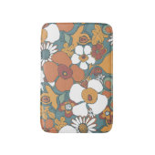Blumenmuster Teal Sage Terrakotta Orange Badematte (Vorderseite Vertikal)
