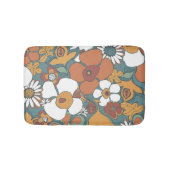 Blumenmuster Teal Sage Terrakotta Orange Badematte (Vorderseite)