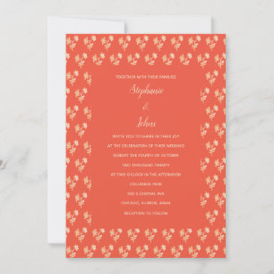 Blumenmuster Terracotta Orange Boho Wedding 2024 Einladung
