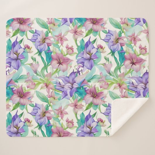 Blumenmuster Tiare-Blume Sherpadecke (Vorderseite (Horizontal))