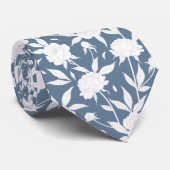 Blumenmuster-Trauzeugen Hochzeiten in Blau und Wei Krawatte (Gerollt)
