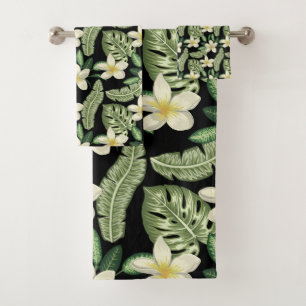 Blumenmuster tropische Blume und Blätter Badhandtuch Set
