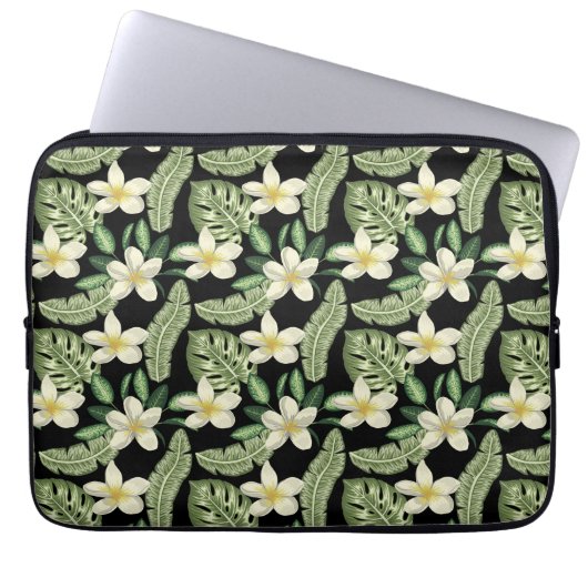 Blumenmuster tropische Blume und Blätter Laptopschutzhülle (Vorderseite)