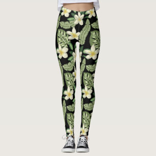 Blumenmuster tropische Blume und Blätter Leggings