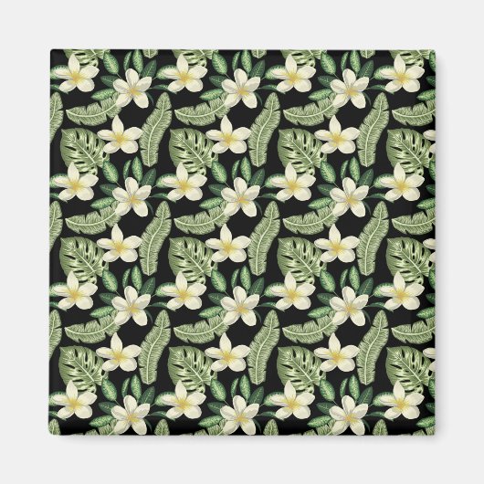 Blumenmuster tropische Blume und Blätter Magnet (Vorne)