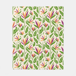 Blumenmuster tropischer Blätter und Blume Fleecedecke