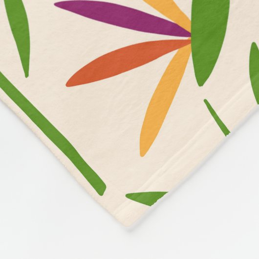 Blumenmuster tropischer Blätter und Blume Fleecedecke (Ecke)