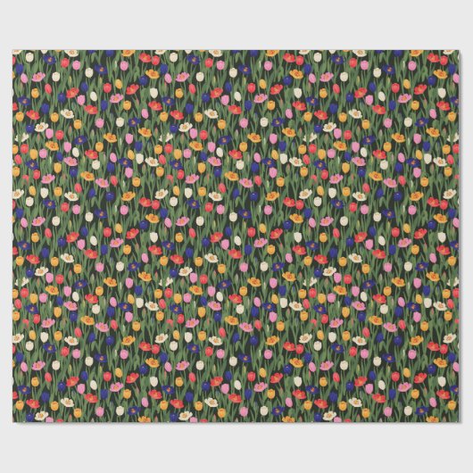 Blumenmuster Tulips Grüne Stalks Blume Geschenkpapier (Flach)