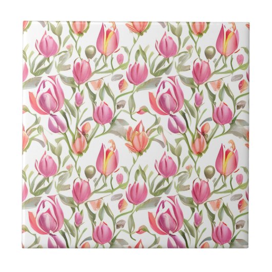 Blumenmuster Tulpenblüten Fliese (Vorderseite)