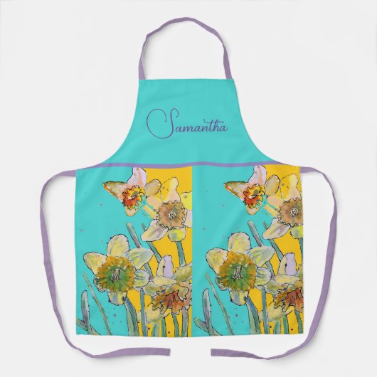Blumenmuster Türkis-Blume-Muster Schürze (Vorderseite)