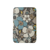 Blumenmuster Türkis Braun Senfgelb  Badematte (Vorderseite Vertikal)