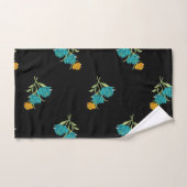 Blumenmuster Türkis Korallengrün auf schwarz Badhandtuch Set (Handtuch)
