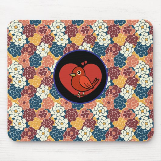 Blumenmuster über den gesamten Stoff verteilt Mousepad (Vorne)