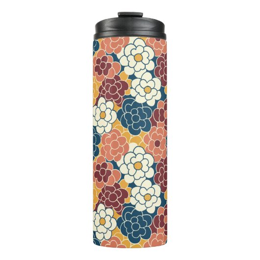 Blumenmuster über den gesamten Stoff verteilt Thermosbecher (Vorderseite)