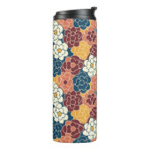 Blumenmuster über den gesamten Stoff verteilt Thermosbecher (Nach links gedreht)
