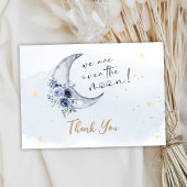 Blumenmuster über der Mond-Babydusche Dankeskarte