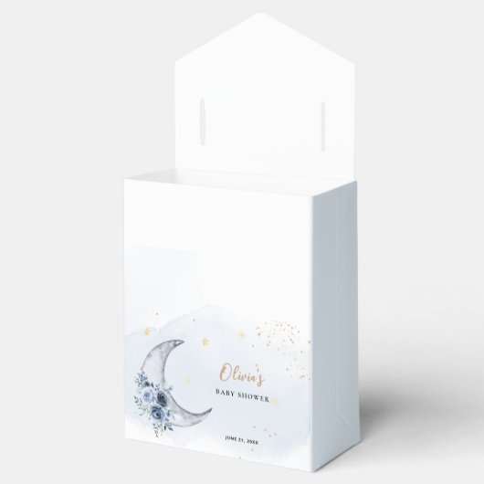 Blumenmuster über der Mond-Babydusche Geschenkschachtel (Geöffnet)