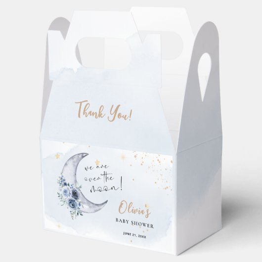 Blumenmuster über der Mond-Babydusche Geschenkschachtel (Geöffnet)