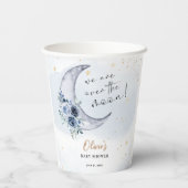 Blumenmuster über der Mond-Babydusche Pappbecher (Rückseite)