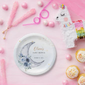 Blumenmuster über der Mond-Babydusche Pappteller (Party)