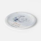 Blumenmuster über der Mond-Babydusche Pappteller (Schrägansicht)