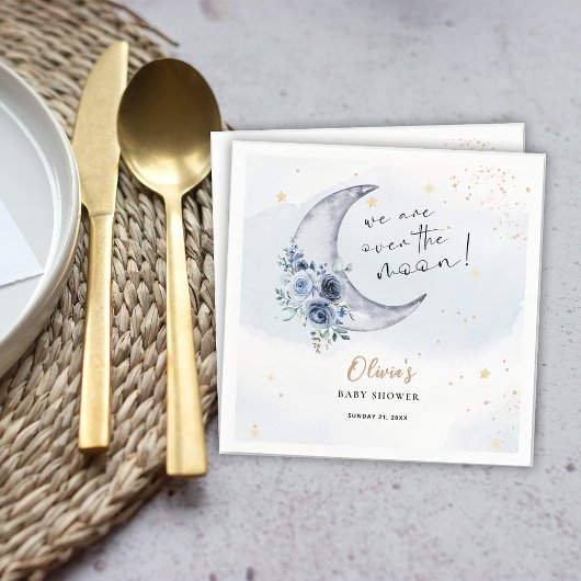 Blumenmuster über der Mond-Babydusche Serviette