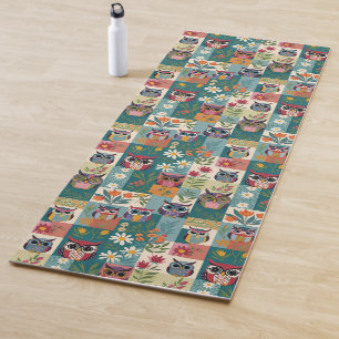 Blumenmuster und Blume, Farbblock für Blumenmuster Yogamatte