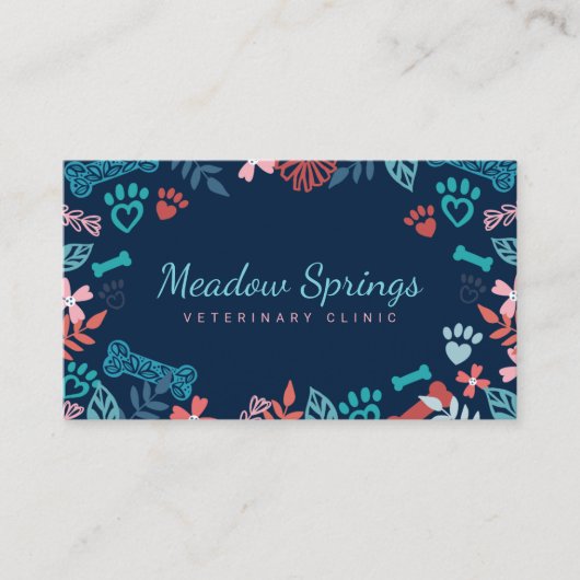 Blumenmuster und Foliage Pet Print Muster Visitenkarte (Vorderseite)