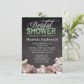 Blumenmuster und Halbpension mit grünem Brautparty Einladung (Stehend Vorderseite)