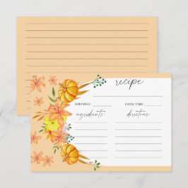Blumenmuster und Kürbisbogen - Rezeptkarte
