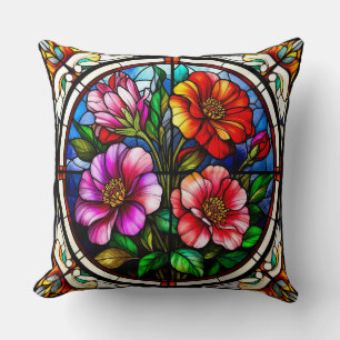 Blumenmuster und lebendige Blüten Kissen