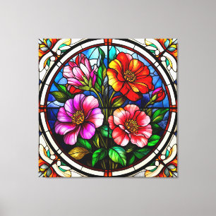 Blumenmuster und lebendige Blüten Leinwanddruck