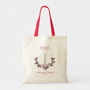 Blumenmuster und Pariser in Red Wedding Design Tragetasche