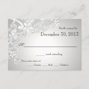 Blumenmuster und Silber-Antwort RSVP Karte