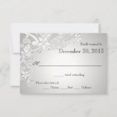 Blumenmuster und Silber-Antwort RSVP Karte (Vorderseite)