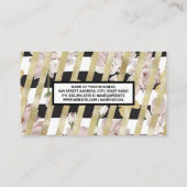 Blumenmuster und Streifen aus Gold Visitenkarte (Rückseite)